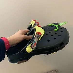 CROCS | Shoes | Classic Black Crocs With Yellow Velcroed  display picture 3